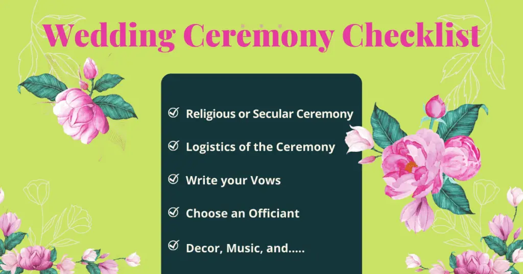 wedding ceremony checklist