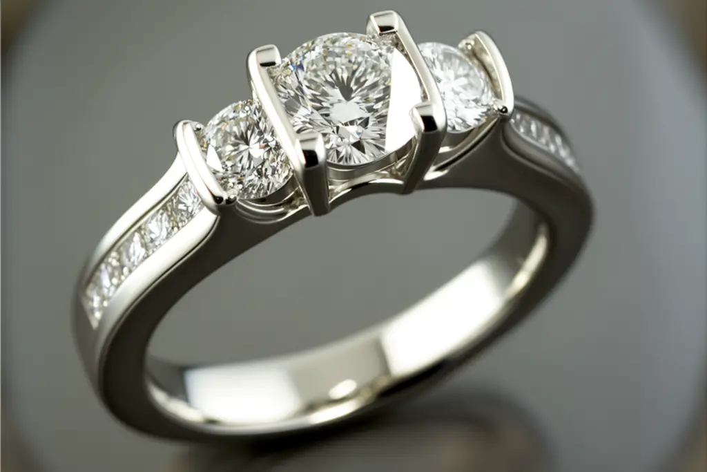 Bar set diamond engagement ring