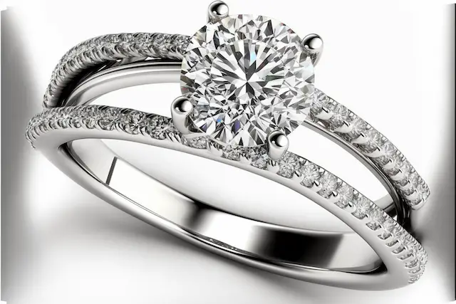 Double Band diamond Engagement Ring