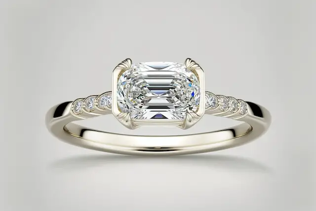East-West Setting diamond engagment ring