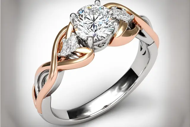 Mixed Metal Setting diamond engagement ring