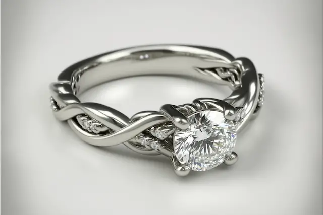 Twisted Braid white gold diamond Engagement Ring