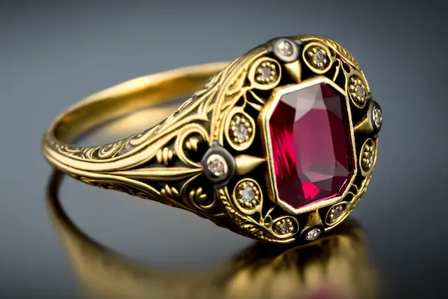 antique gold ruby engagement ring