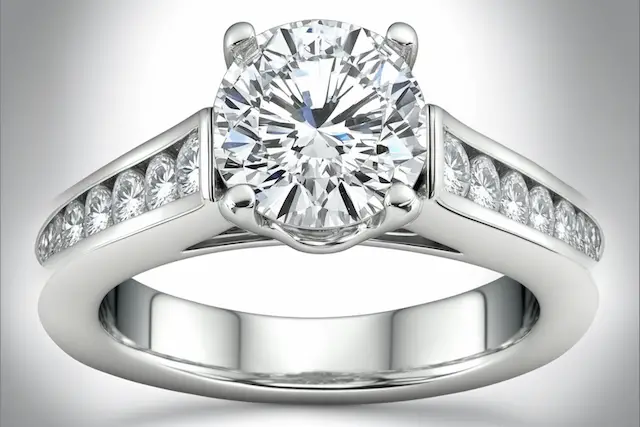 channel set diamond engagement ring