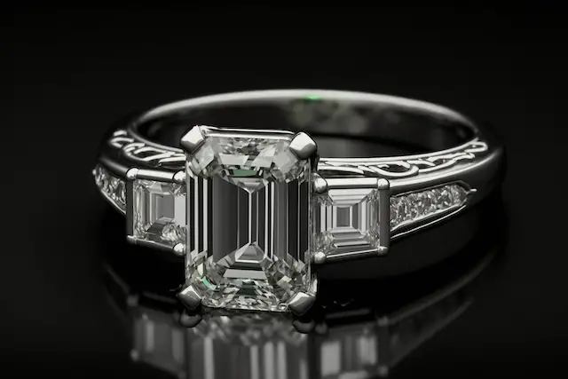 vintage art deco emerald cut engagement ring from 1930s