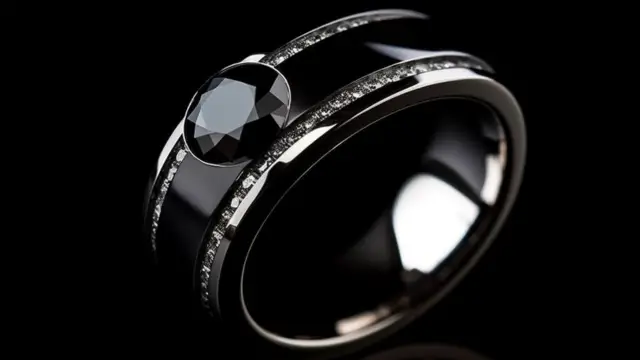 Black Diamond Engagement Ring for Grooms