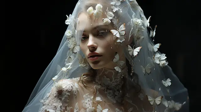 custom wedding veil with butterflies