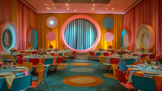 groovy style wedding ballroom