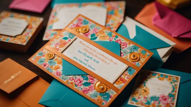 groovy style wedding invitation