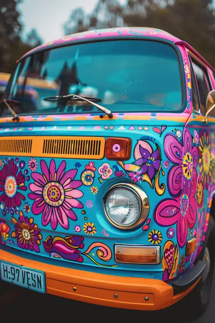 groovy themed vw bus