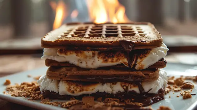 a stack of S'mores on a plate