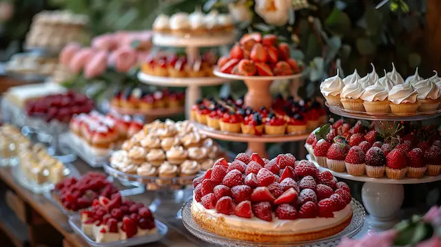 a table full of desserts