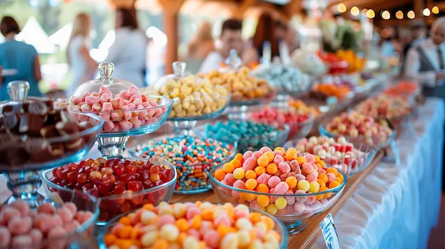 retro candy bar at wedding