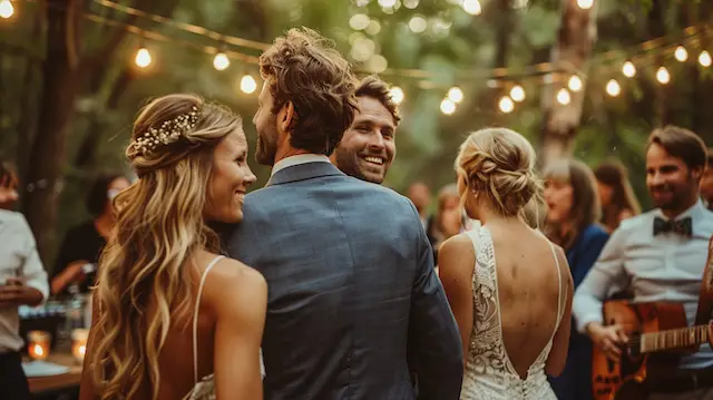 wedding guests listening to Woodstock-Inspired Playlist