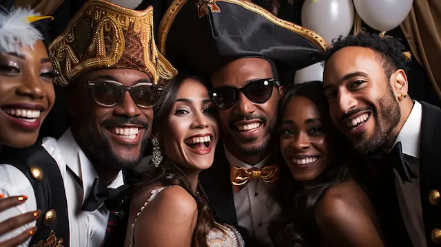 Wedding guests posing with Pirate Accessories