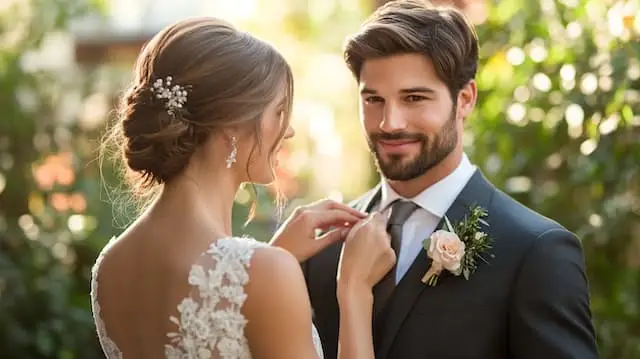 Bride Adjusting Groom's Tie