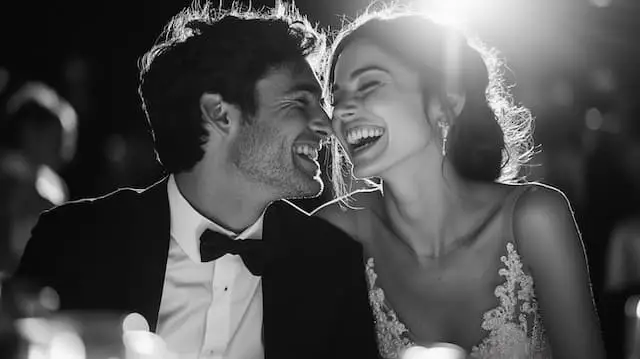 Candid Laughs of Bride and Groom