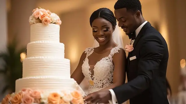 Bride and Groom Cutting the Cake