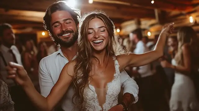 Bride and Groom Fun Dancing Shot