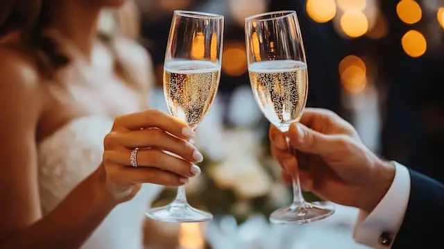 Bride and Groom Toasting Each Other