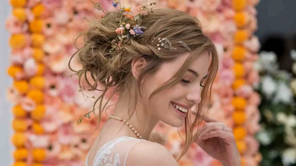 Messy Bun with Floral Pins