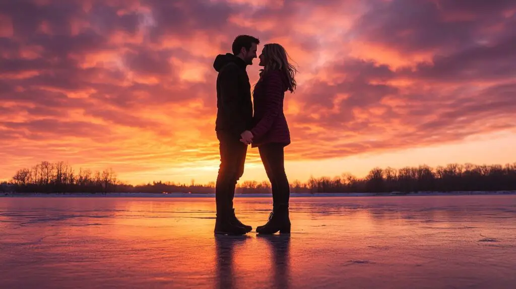 Sunset on a Frozen Lake