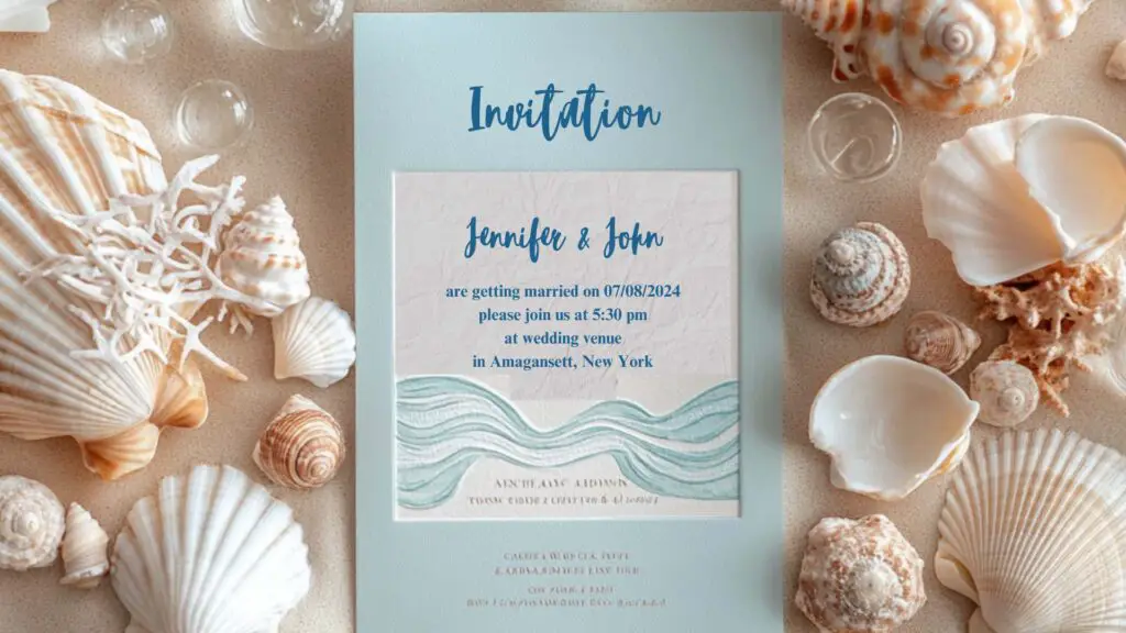 beachy wedding invitation card