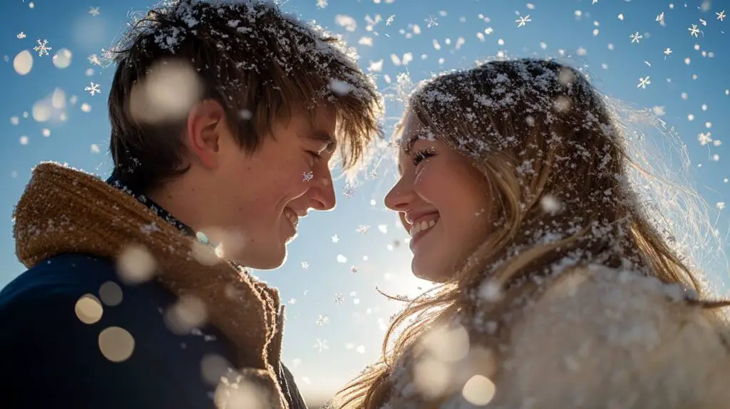 newly engaged couple Snowflake Confetti