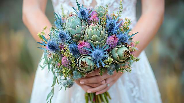 Artichoke and Thistle Bridal Bouquet