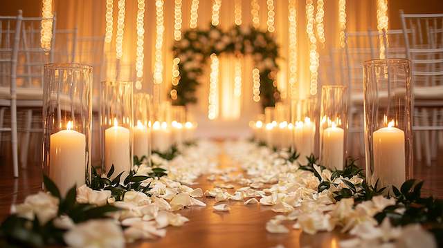 a aisle with candles and petals Candlelit Aisle