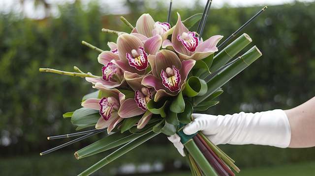 Orchid and Bamboo Bridal Bouquet