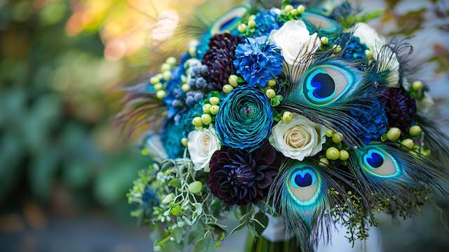 Peacock Feather Bridal Bouquet