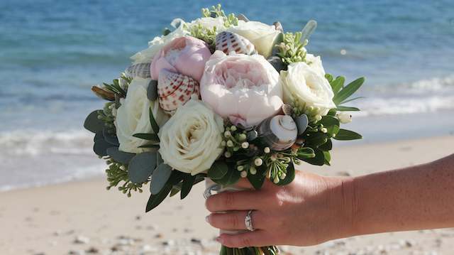 Seashell and Flower Mix Bridal Bouquet