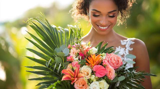 Tropical Leaf Bridal Bouquet