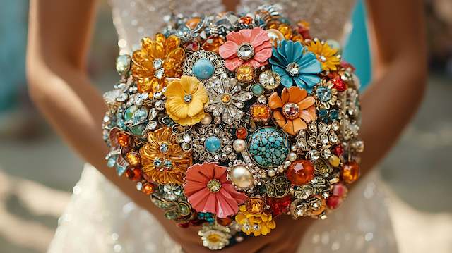 Vintage Brooch Bridal Bouquet