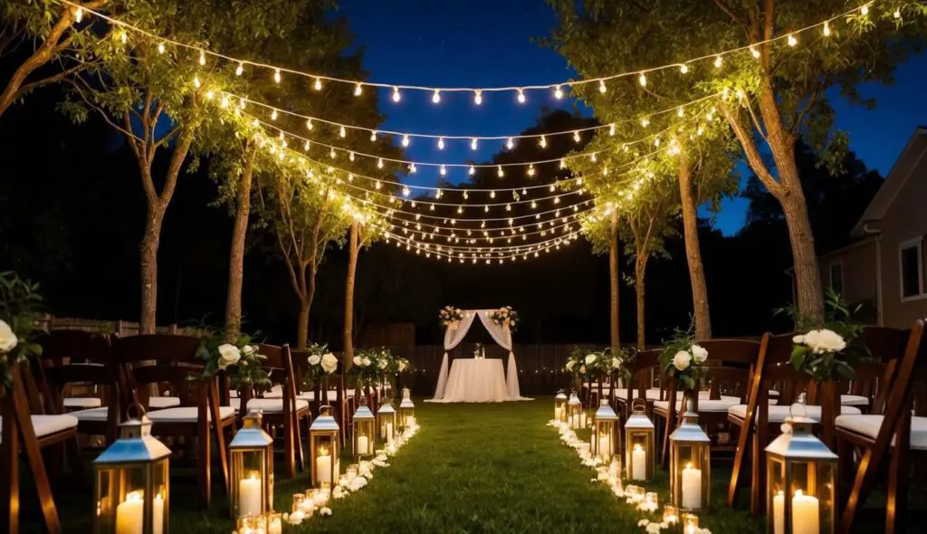 backyard night wedding ceremony