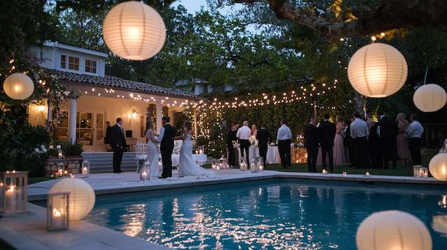 backyard night wedding