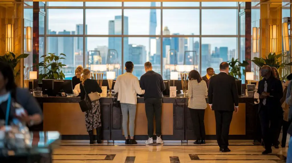 guests checking in at front desk