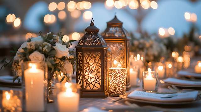 lanterns for backyard nigh wedding