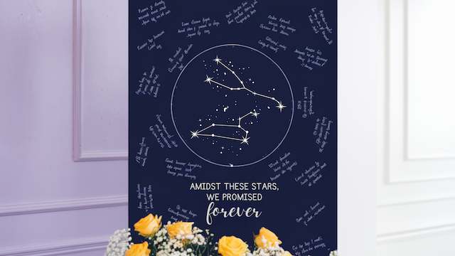 star map on which guests can sign their names