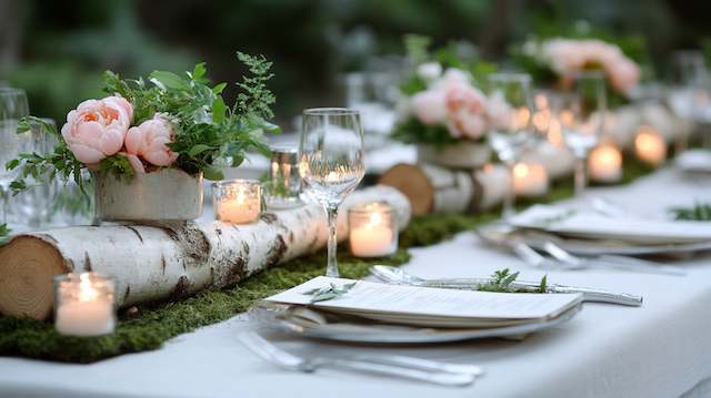 Birch Logs with Tea Lights