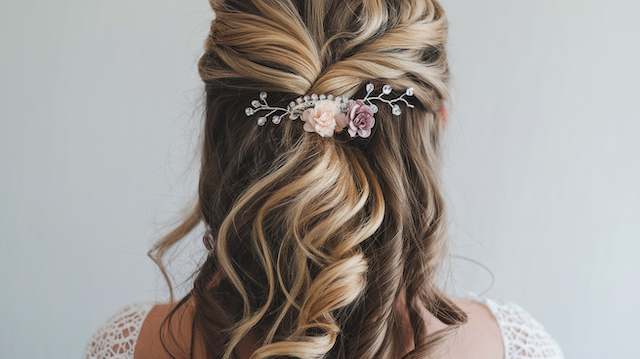 Bridesmaid Hair Half Up with Accessories