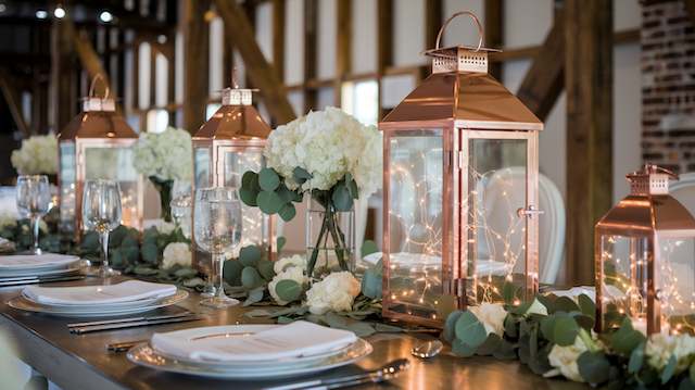 Copper Lanterns with Eucalyptus