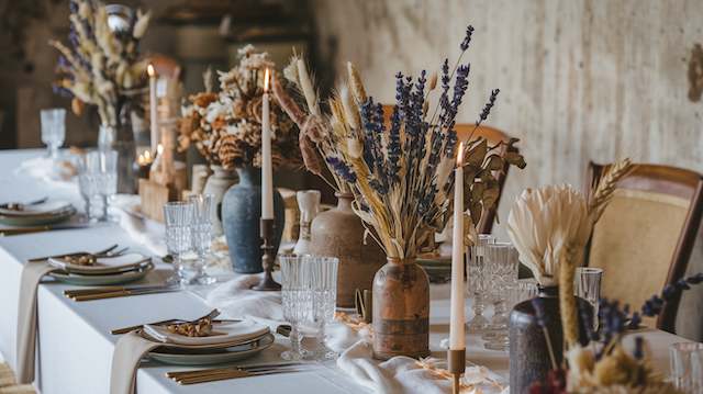 Dried Flowers in Vintage Vases