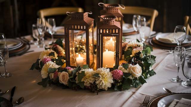 Floral Rings Around Lanterns