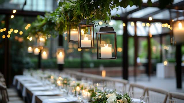 Hanging Greenery and Lanterns