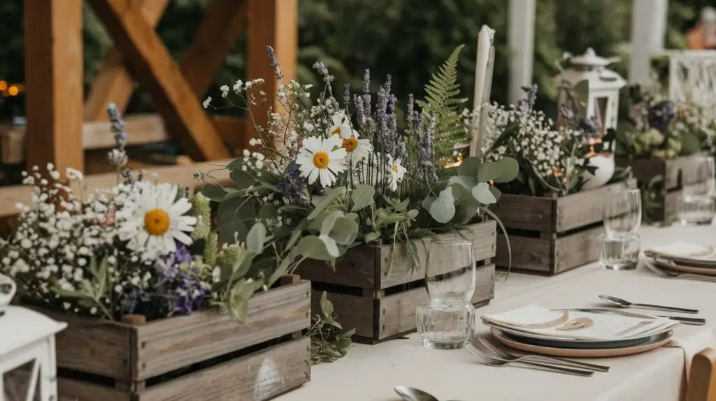 Rustic Crates with Wildflowers