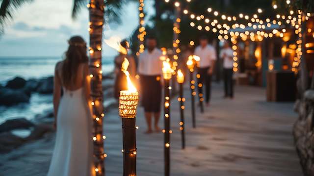 Tiki Torches with Fairy Lights