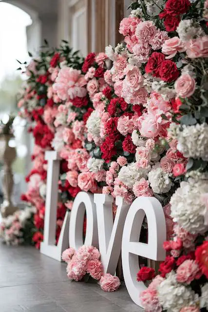 Blush and Red Flower Walls