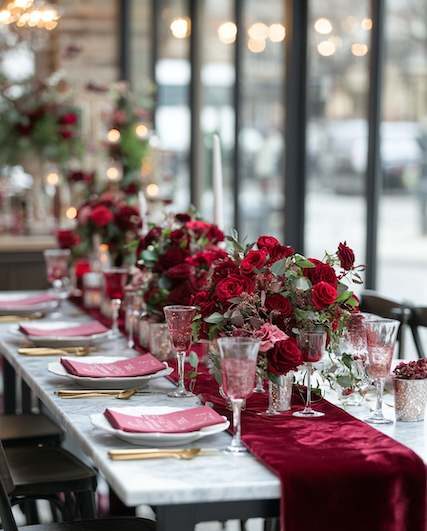 Deep Red Velvet Table Runners